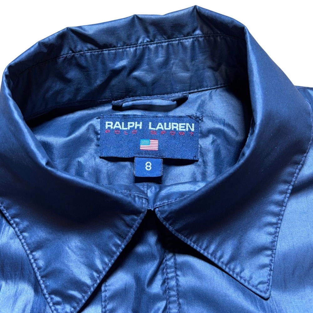Ralph Lauren Polo Sport Womens Metallic Blue Windbreaker Jacket Size 8 Vintage - Picture 3 of 7